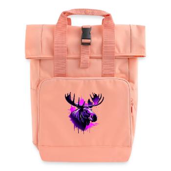 Neon Abstract Moose with City Background - Roll Top Backpack with Two Handles - chintz rose - Front