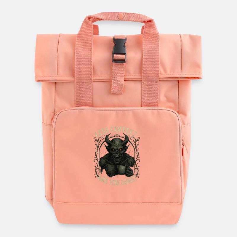 Dark Roast Coffee Demon - Roll Top Backpack with Two Handles - chintz rose