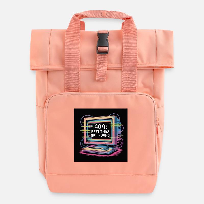 Retro Computer 404 No Feeling - Roll Top Backpack with Two Handles - chintz rose