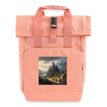 Castle Integration with Fantasy Place - Roll Top Backpack with Two Handles - chintz rose - Front