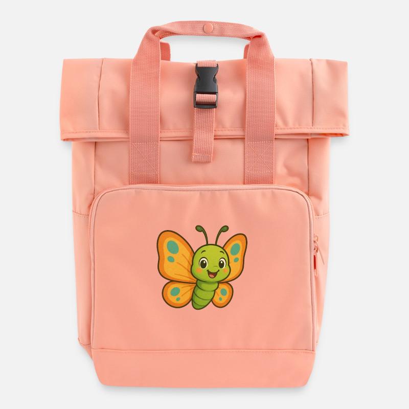 Conception de dessin animé papillon - Sac à dos Roll Top à deux anses - rose liberty