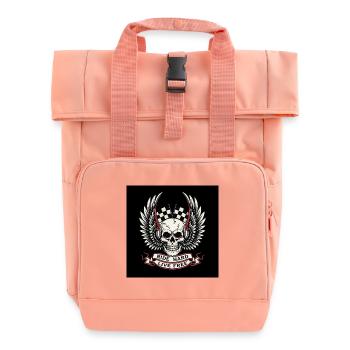 Live Free Skull Design - Roll Top Backpack with Two Handles - chintz rose - Front