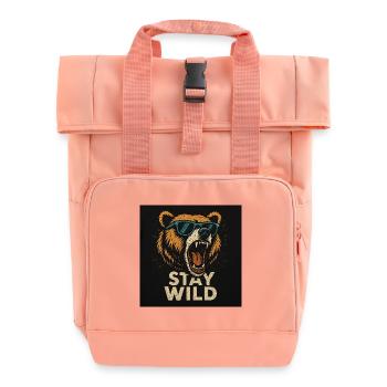 stay wild - Roll Top Backpack with Two Handles - chintz rose - Front