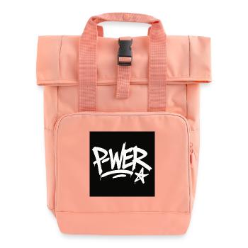 Graffiti Style Power Text Design - Roll Top Backpack with Two Handles - chintz rose - Front