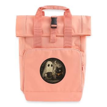 Nocturnal Meeting with Ghost Cat - Vintage Des - Roll Top Backpack with Two Handles - chintz rose - Front