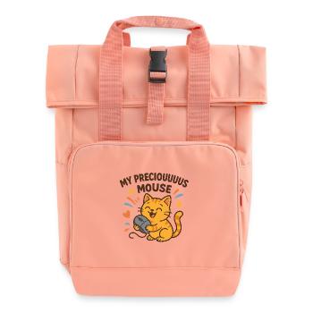 Süße Katze und Liebe zur Maus - Rolltop Rucksack mit zwei Griffen - Chintzrosa - Vorne