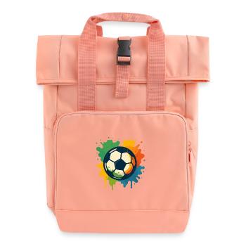 Colorful soccer splatter design - Roll Top Backpack with Two Handles - chintz rose - Front