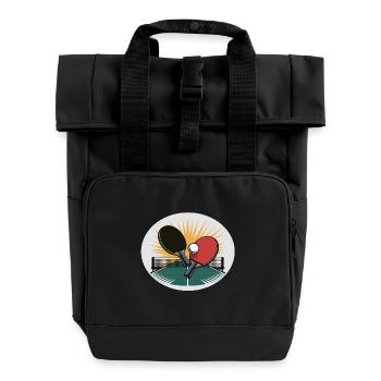Raquette de ping-pong avec filet au lever du soleil - Sac à dos Roll Top à deux anses - noir - Devant