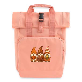 Trio de gnomes d’automne Gnome de dinde citrouille - Sac à dos Roll Top à deux anses - rose liberty - Devant