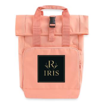 Iris Monogram Gold - Roll Top Backpack with Two Handles - chintz rose - Front