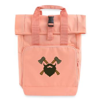 Holzfäller Bart und Äxte – Lumberjack Design - Rolltop Rucksack mit zwei Griffen - Chintzrosa - Vorne