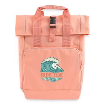 Ride Tide – Surf Wellen Design - Rolltop Rucksack mit zwei Griffen - Chintzrosa - Vorne