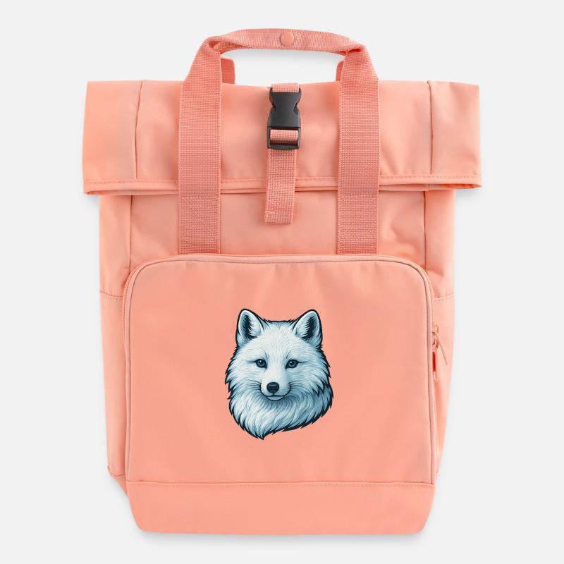 Illustration de visage de loup bleu - Sac à dos Roll Top à deux anses - rose liberty
