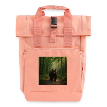 Sunbeams Bear in Forest - Roll Top Backpack with Two Handles - chintz rose - Front