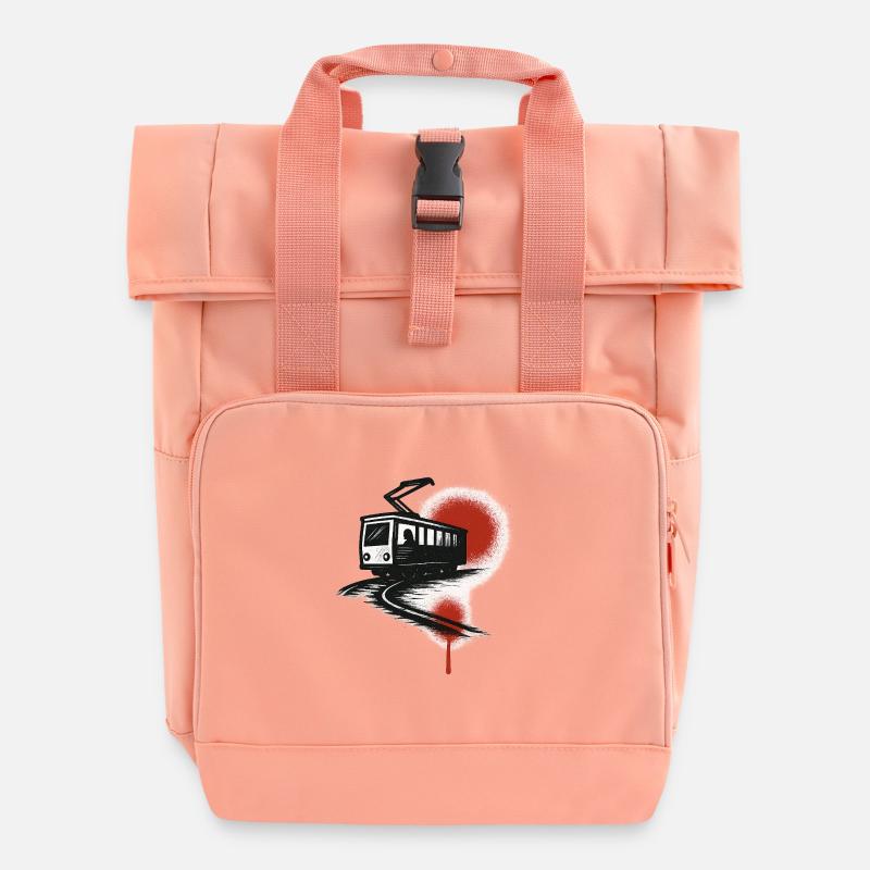 Tram sur la traînée rouge - Sac à dos Roll Top à deux anses - rose liberty