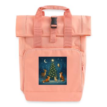 Winterwald Tierkreis am Baum - Rolltop Rucksack mit zwei Griffen - Chintzrosa - Vorne