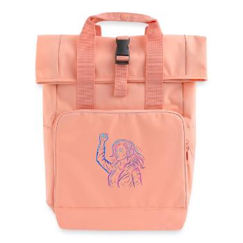 Neon Rebellion – Cyberpunk Energy Design - Roll Top Backpack with Two Handles - chintz rose - Front