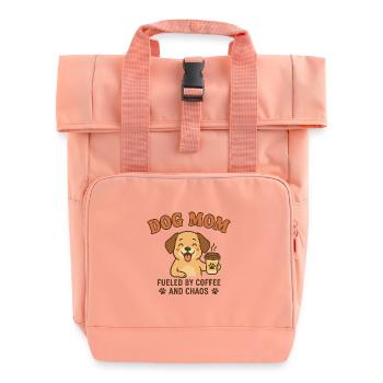 Dog Mom Coffee Chaos - Roll Top Backpack with Two Handles - chintz rose - Front
