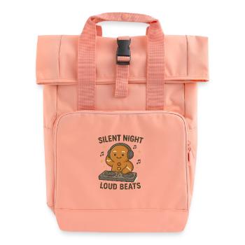Silent Night Loud Beats - Roll Top Backpack with Two Handles - chintz rose - Front