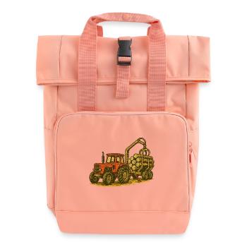 Forest Tractor with Timber Load - Roll Top Backpack with Two Handles - chintz rose - Front