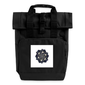 Golden Spiral Rosette Navy - Roll Top Backpack with Two Handles - black - Front