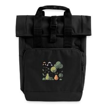 Abstract Fruit Garden - Roll Top Backpack with Two Handles - black - Front