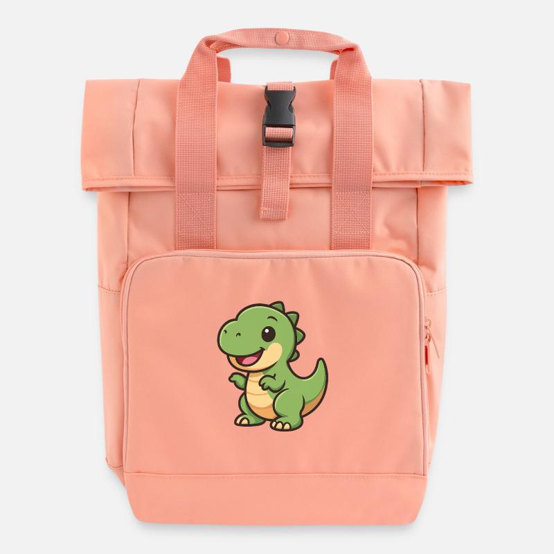 Clipart de câlin de dinosaure heureux - Sac à dos Roll Top à deux anses - rose liberty