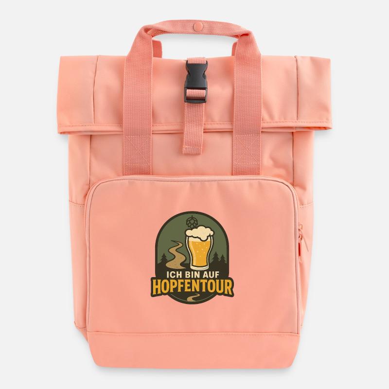 Hopfentour Bierpfad Logo - Rolltop Rucksack mit zwei Griffen - Chintzrosa