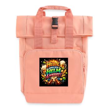 Today the helmet is painted - Roll Top Backpack with Two Handles - chintz rose - Front