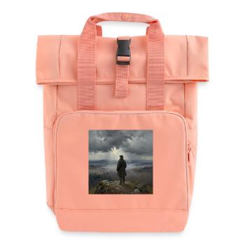 View of the Misty Mountains - Roll Top Backpack with Two Handles - chintz rose - Front