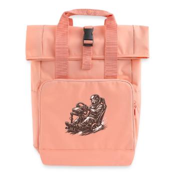 Simracer im Comic-Ink Stil in Action - Rolltop Rucksack mit zwei Griffen - Chintzrosa - Vorne