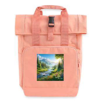 Fjälldalens Frühlingsblumenfluss - Rolltop Rucksack mit zwei Griffen - Chintzrosa - Vorne