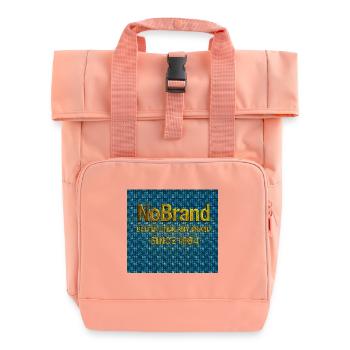 NoBrand Gold Text auf Denim - Rolltop Rucksack mit zwei Griffen - Chintzrosa - Vorne