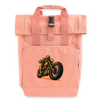 Flame Motorcyclist - Roll Top Backpack with Two Handles - chintz rose - Front