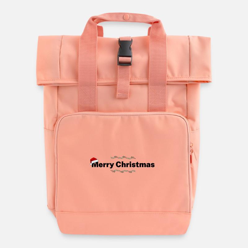 Merry Christmas – Festive Design - Roll Top Backpack with Two Handles - chintz rose