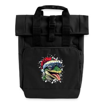 Lizard Christmas Funny - Roll Top Backpack with Two Handles - black - Front