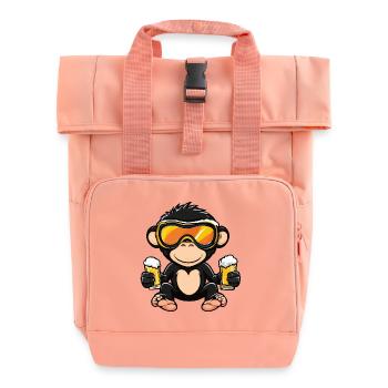 Affe Apres Ski Bier Comic - Rolltop Rucksack mit zwei Griffen - Chintzrosa - Vorne