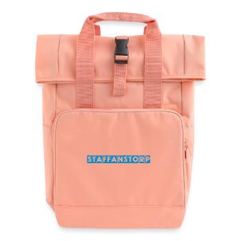 Staffanstorp – Blue Text Design - Roll Top Backpack with Two Handles - chintz rose - Front