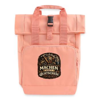 Machen statt Quatschen DIY Motiv - Rolltop Rucksack mit zwei Griffen - Chintzrosa - Vorne