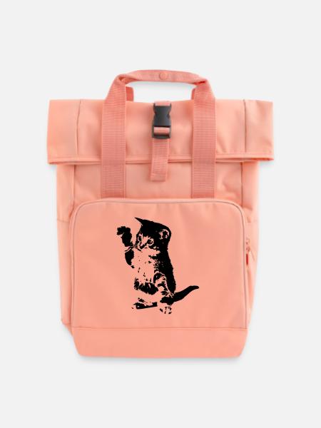 Katze - Rolltop Rucksack mit zwei Griffen - Chintzrosa
