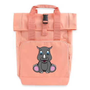 Rhino rhinos - Roll Top Backpack with Two Handles - chintz rose - Front