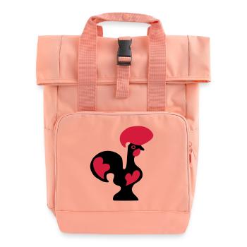 Portugiesische Zeichnung Hahn von Barcelos Portuga - Rolltop Rucksack mit zwei Griffen - Chintzrosa - Vorne