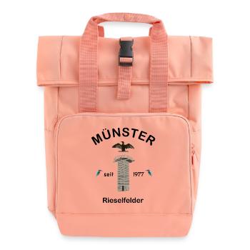 Rieselfelder Münster, Vogelschutzgebiet - Rolltop Rucksack mit zwei Griffen - Chintzrosa - Vorne