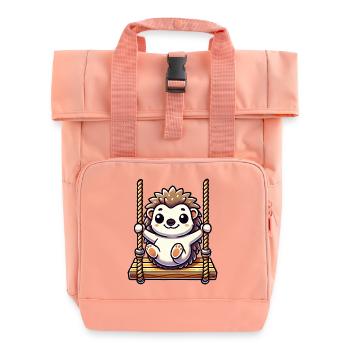 Süßer Igel schaukelt Cartoon Spielplatz Spaß - Rolltop Rucksack mit zwei Griffen - Chintzrosa - Vorne