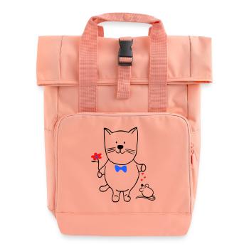 Katze und Maus - Rolltop Rucksack mit zwei Griffen - Chintzrosa - Vorne