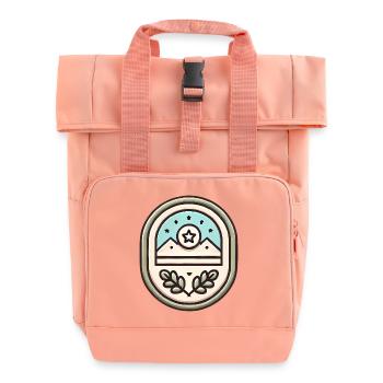 Einfache Abzeichen-Design-Soft-Illustration - Rolltop Rucksack mit zwei Griffen - Chintzrosa - Vorne