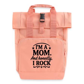 Mama und ehrlich? Ich rocke! - Rolltop Rucksack mit zwei Griffen - Chintzrosa - Vorne