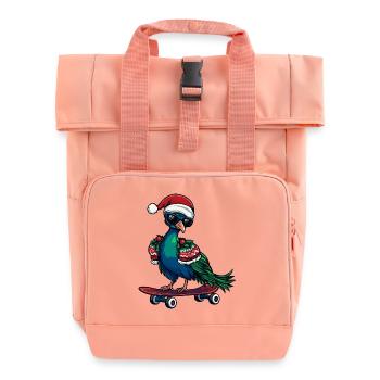 Paon oiseau Noël drôle - Sac à dos Roll Top à deux anses - rose liberty - Devant
