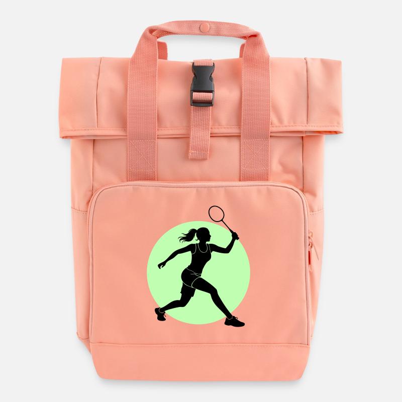 Badminton Spielerin Vorhand - Rolltop Rucksack mit zwei Griffen - Chintzrosa