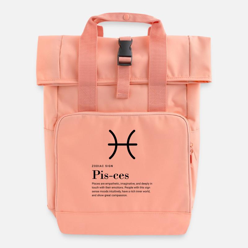 Pisces - Zodiac sign - Roll Top Backpack with Two Handles - chintz rose